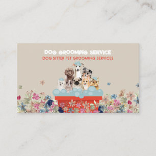 Cartão De Visita Cama de Banho para Cães Beje Vermelho Floral
