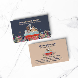 Cartão De Visita Cama de banho para cães floral boho