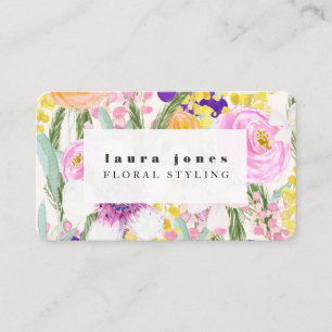 Cartão De Visita Camada de impressão floral Modelo B