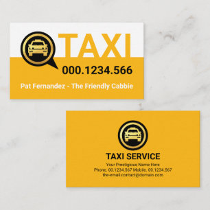 Cartão De Visita Camada de Serviço de Táxi Amarelo Simples