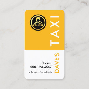 Cartão De Visita Camada Simples de Táxi Amarelo Retro