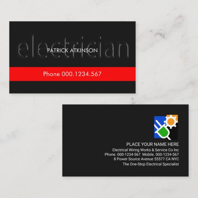 Cartão De Visita Camada Vermelha de Sinalização Eletrônica Translúc (Frente/Verso)