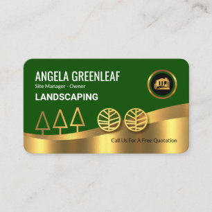 Cartão De Visita Camadas de Paisagem de Jardim Verde Dourado Luxuos