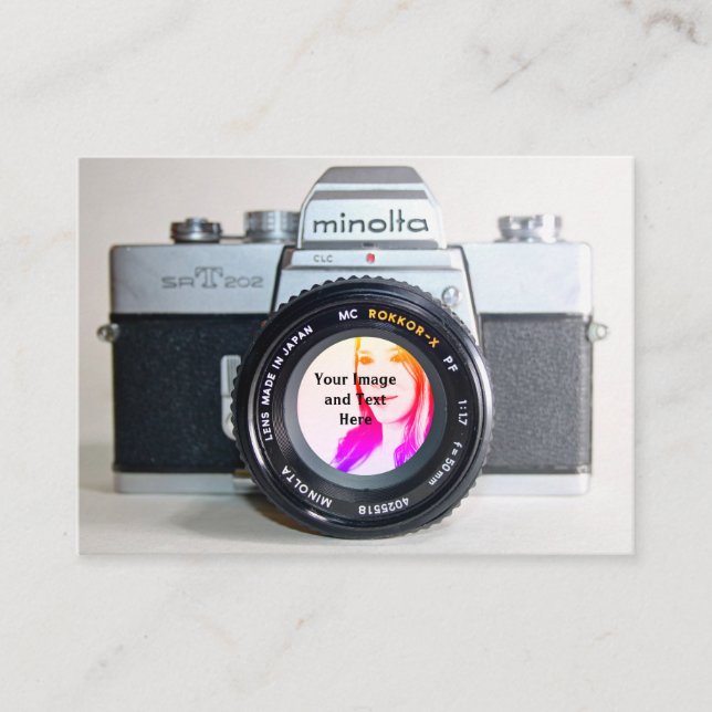 Cartão De Visita Câmara Antiga Tirando Sua Foto (Frente)