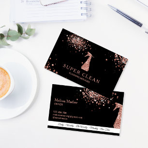 Cartão De Visita Câmara de Limpeza Profissional Mantendo Frasco De