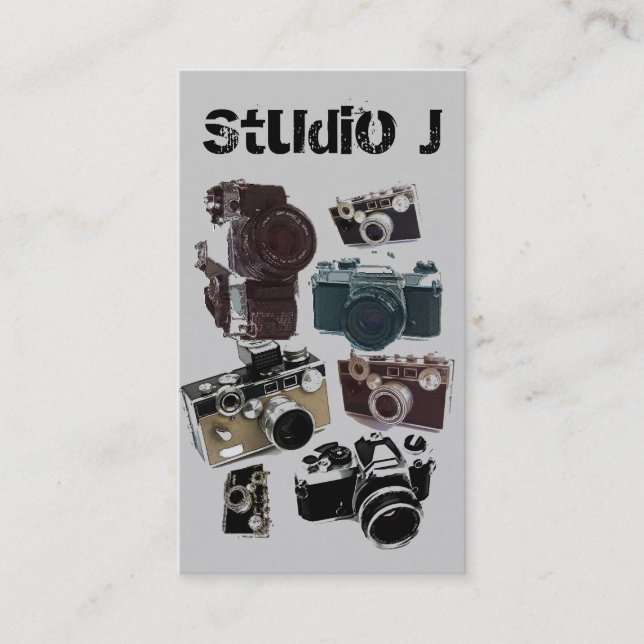 Cartão De Visita câmera retro afligida da fotografia do fotógrafo (Frente)