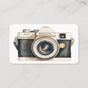 Cartão De Visita Câmera SLR Ilustrada Fotógrafo Profissional