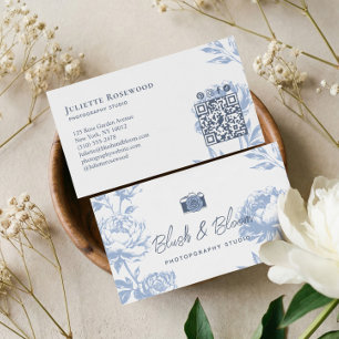 Cartão De Visita Câmera Vintage Chic Floral Desenhada à Mão para Fo
