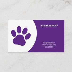 Cartão De Visita Caminhante de Cachorro Branco e Solteiro Roxo Úni