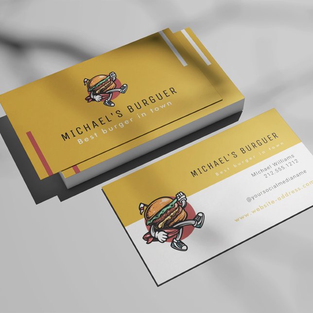 Cartão De Visita Caminhão de comida do Hamburger, Mostard Yellow (Criador carregado)