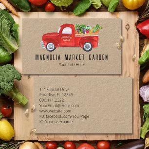 Cartão De Visita Caminhão de Legumes de Fazenda Orgânica Mercado de