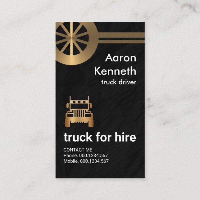 Cartão De Visita Caminhão Granito Grunge, Comboio de Pneus Metais F (Frente)