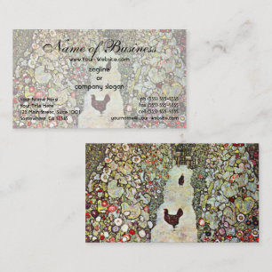 Cartão De Visita Caminho do Jardim com Galinhas por Gustav Klimt