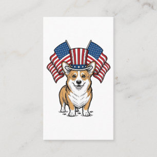 Cartão De Visita Camisa de Corgi Patriótico com Desenho de Gravação