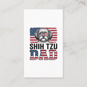 Cartão De Visita Camisa Patriótica para Cão Pai Shih Tzu Vintage De
