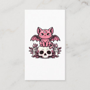 Cartão De Visita Camiseta Essencial de Gato Esqueleto de Halloween