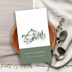 Cartão De Visita Campanha De Desenho Da Montanha Green Pine Woods
