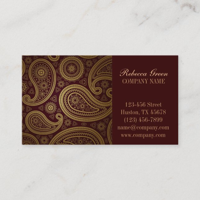 Cartão De Visita Campo Dourado Burgundy, no oeste (Frente)