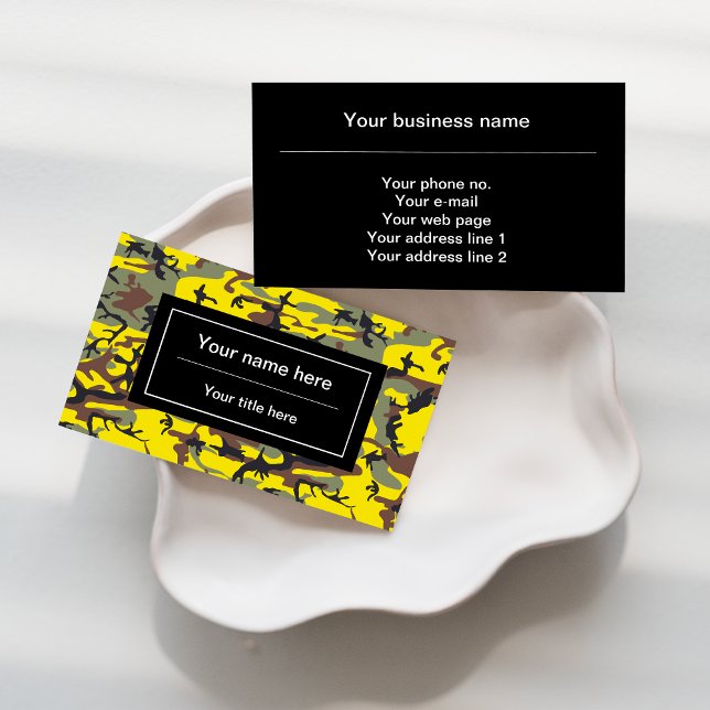 Cartão De Visita Camuflagem Amarela e Marrom, Militar, Exército (Criador carregado)