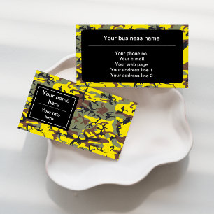 Cartão De Visita Camuflagem Amarela e Marrom, Militar, Exército