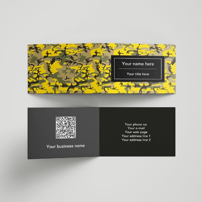 Cartão De Visita Camuflagem Amarela e Verde, Militar, Exército (Criador carregado)