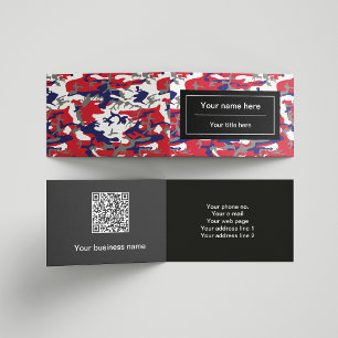Cartão De Visita Camuflagem, Azul Branco Vermelho Cinza, Militar, E