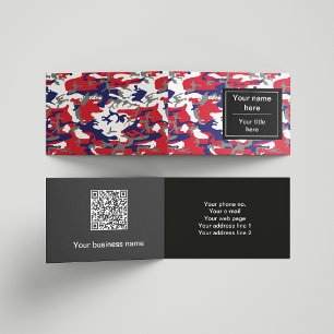 Cartão De Visita Camuflagem, Azul Branco Vermelho Cinza, Militar, E