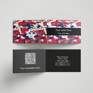 Cartão De Visita Camuflagem, Azul Branco Vermelho Cinza, Militar, E