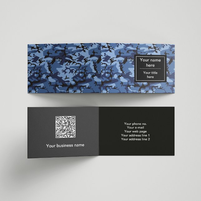 Cartão De Visita Camuflagem Azul marinho, Padrão Militar, Exército (Criador carregado)