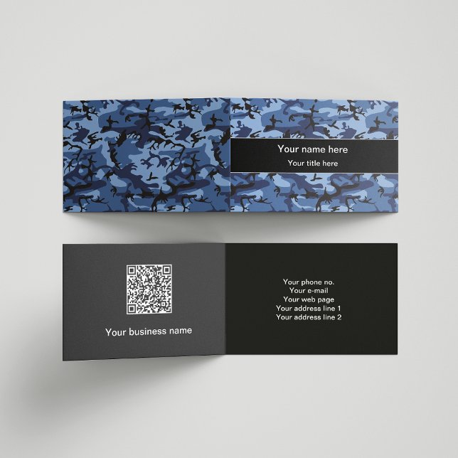 Cartão De Visita Camuflagem Azul marinho, Padrão Militar, Exército (Criador carregado)