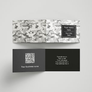 Cartão De Visita Camuflagem Cinza, Camuflagem de Inverno, Camuflage