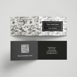 Cartão De Visita Camuflagem Cinza, Camuflagem de Inverno, Camuflage