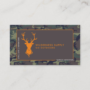 Cartão De Visita Camuflagem Logotipo de veado laranja no exterior
