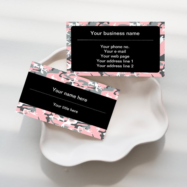 Cartão De Visita Camuflagem rosa e Cinza, Militar, Exército (Criador carregado)