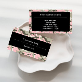 Cartão De Visita Camuflagem rosa e verde, Militares, Exército