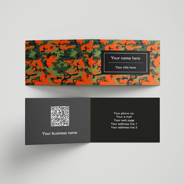 Cartão De Visita Camuflagem Verde Laranja, Militar, Exército (Criador carregado)