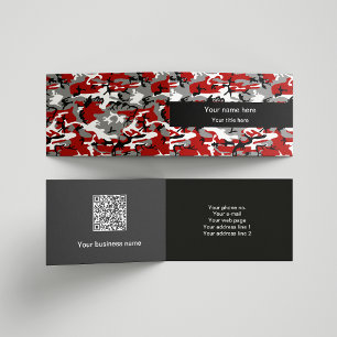 Cartão De Visita Camuflagem Vermelha e Cinza, Camuflagem, Militar, 