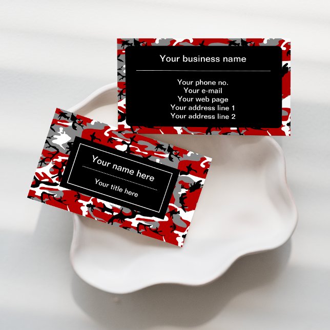 Cartão De Visita Camuflagem Vermelha e Cinza, Militar, Exército (Criador carregado)