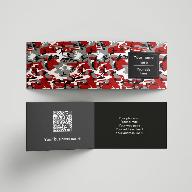 Cartão De Visita Camuflagem Vermelha e Cinza, Militar, Exército (Criador carregado)