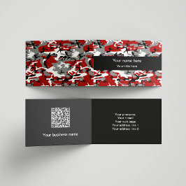 Cartão De Visita Camuflagem Vermelha e Cinza, Militar, Exército