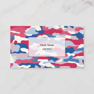 Cartão De Visita Camuflagem Vermelho Branco e Azul (branco transpar