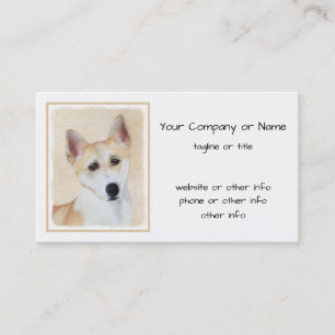 Cartão De Visita Canaan Dog Painting - Arte de Cachorro Original