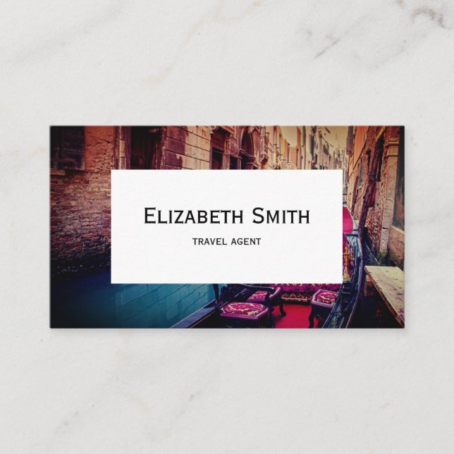 Cartão De Visita Canal com gondola tradicional em Veneza, Itália (Frente)