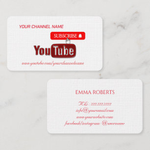 Cartão De Visita Canal do Youtube, Youtuber
