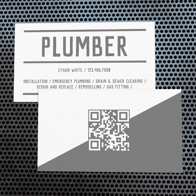Cartão De Visita Canalização QR Personalizada (Custom QR Plumbing Business Cards)