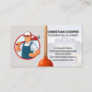 Cartão De Visita Canalizador com chave inglesa Êmbolo