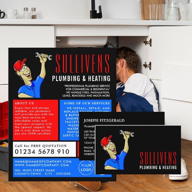 Cartão De Visita Canalizador de Cartoon, Canalizador, Canalização (Criador carregado)