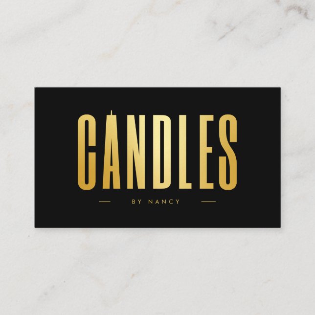 Cartão De Visita Candle maker QR Code Logo Black And Gold  (Frente)