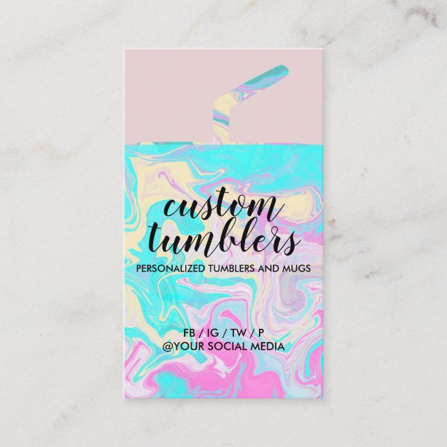 Cartão De Visita Caneca de viagem de Tumbler compra mármore elegant (Frente)