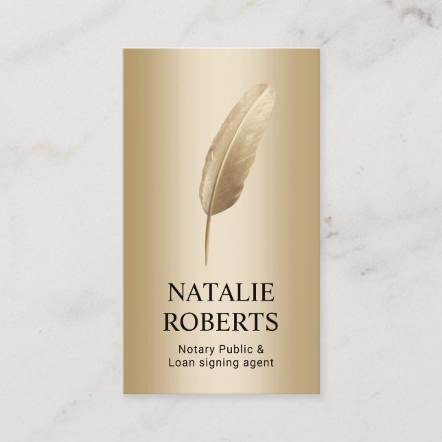Cartão De Visita Caneta de Quill Dourada Moderna do Agente de Assin (Frente)